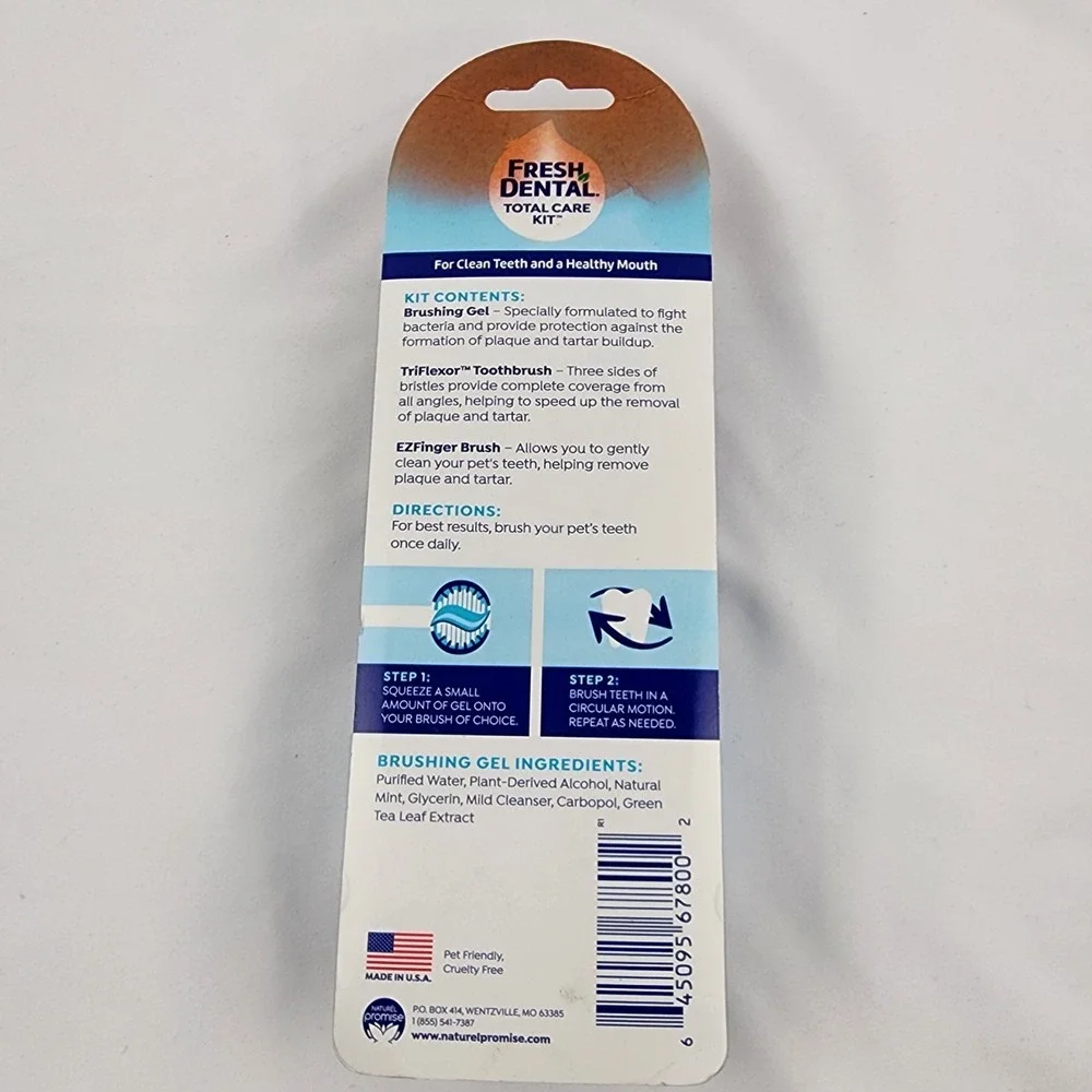 Fresh Dental Tooth Brushing Kit for Dogs & Cats, 2 oz Gel and Toothbrush